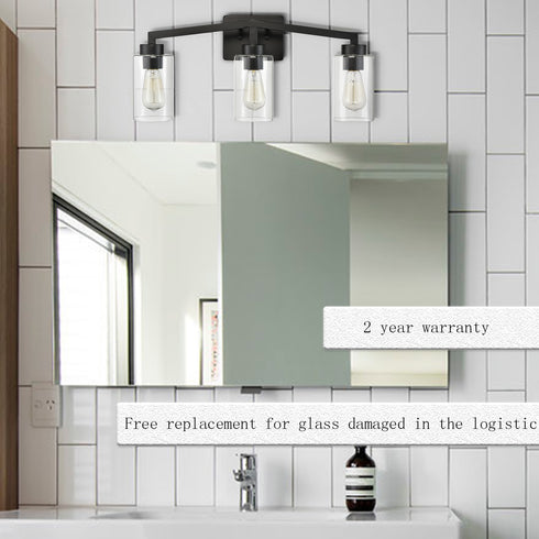 Bernina Industrial Black Bathroom Vanity Light Sconce 3-Light